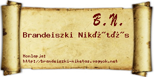Brandeiszki Nikétás névjegykártya