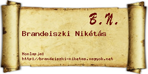 Brandeiszki Nikétás névjegykártya